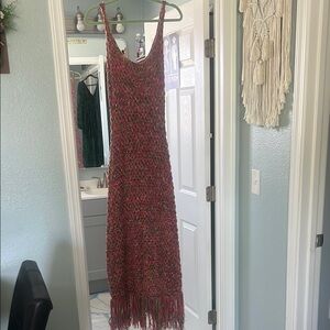 Elegant Multicolor Fringe Maxi Dress
